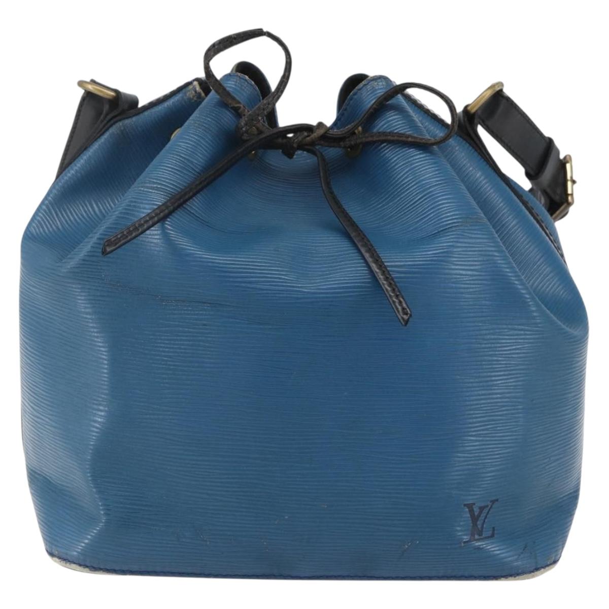 LOUIS VUITTON Epi Petit Noe Bag Bicolor Black Blue M44152 LV Auth 156287