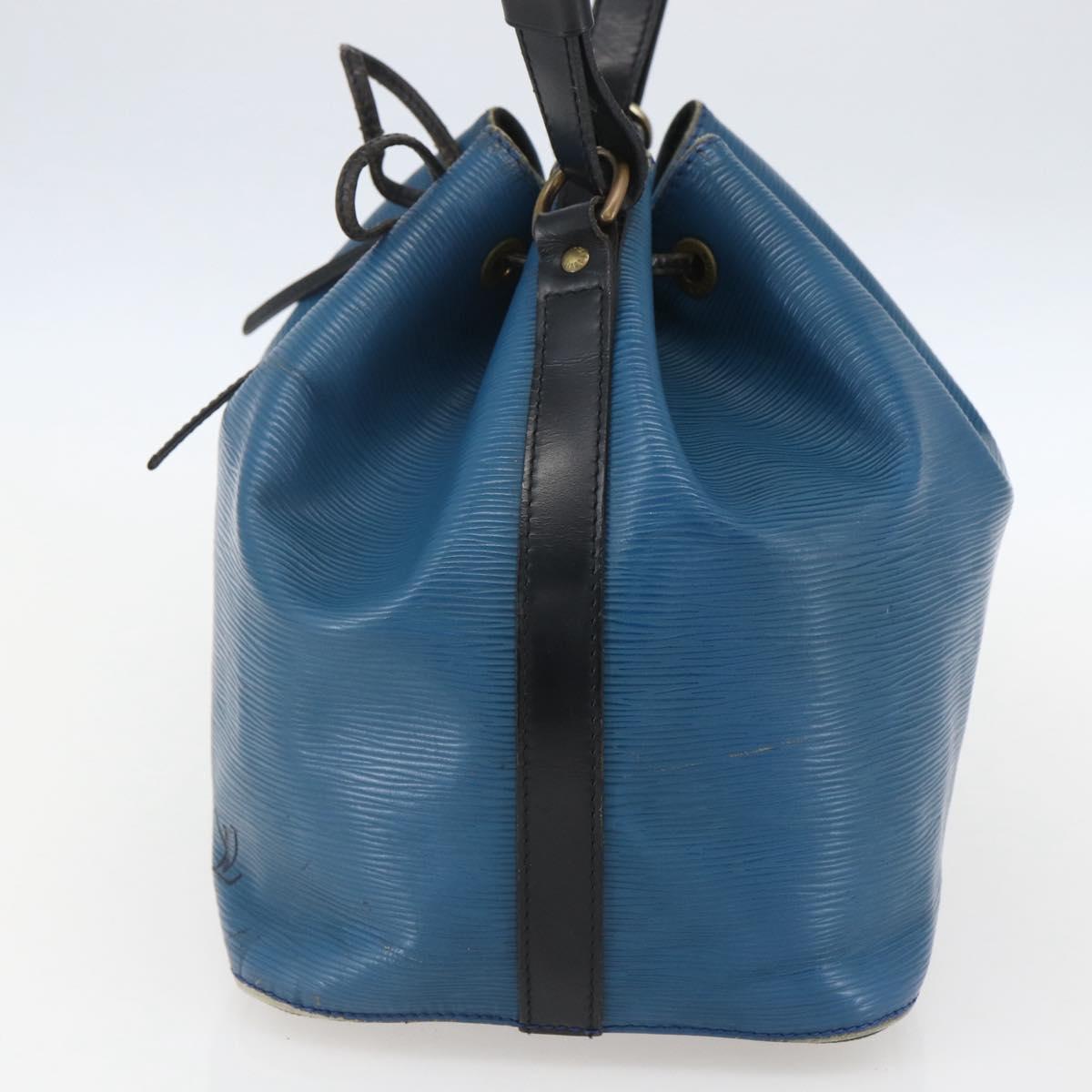 LOUIS VUITTON Epi Petit Noe Bag Bicolor Black Blue M44152 LV Auth 156287