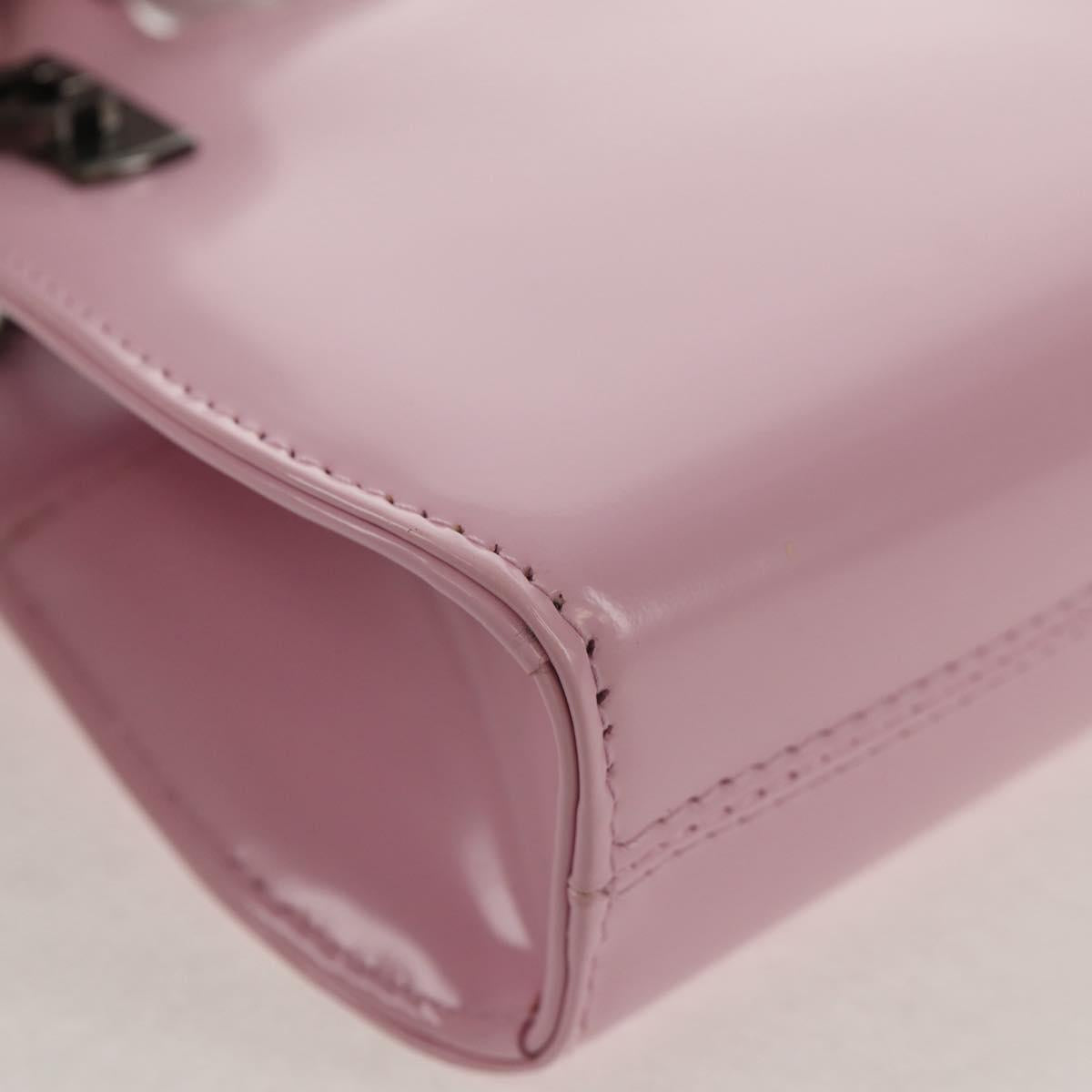 Salvatore Ferragamo Chain Gancini Shoulder Pouch Enamel 2way Pink Auth 156294V