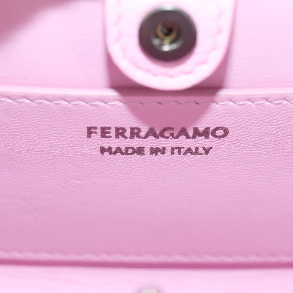 Salvatore Ferragamo Chain Gancini Shoulder Pouch Enamel 2way Pink Auth 156294V