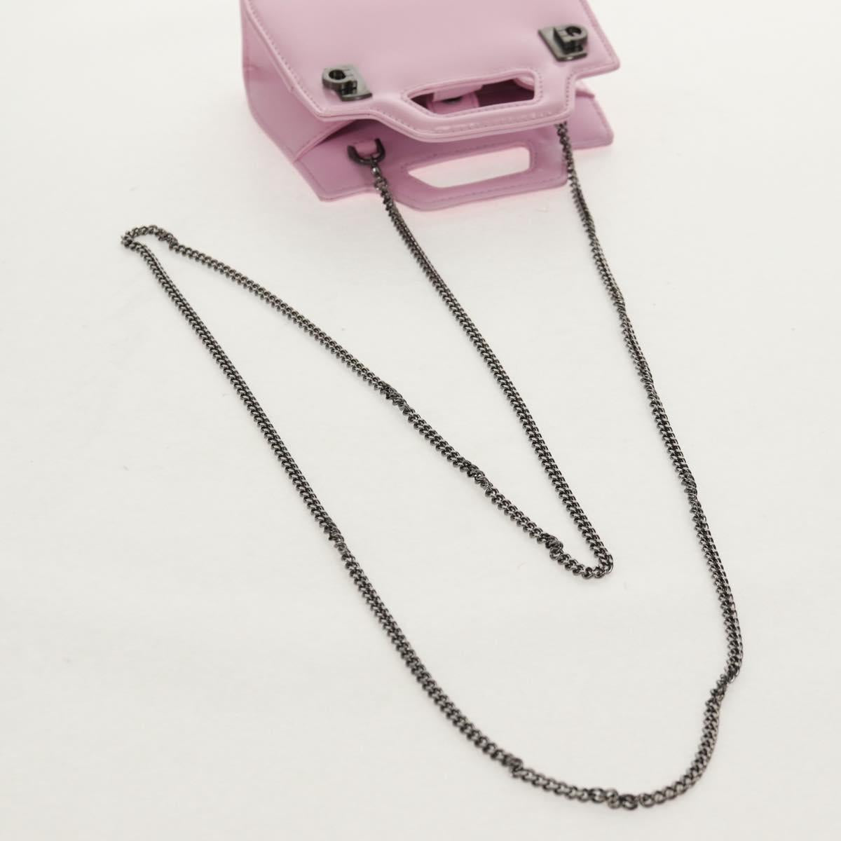 Salvatore Ferragamo Chain Gancini Shoulder Pouch Enamel 2way Pink Auth 156294V