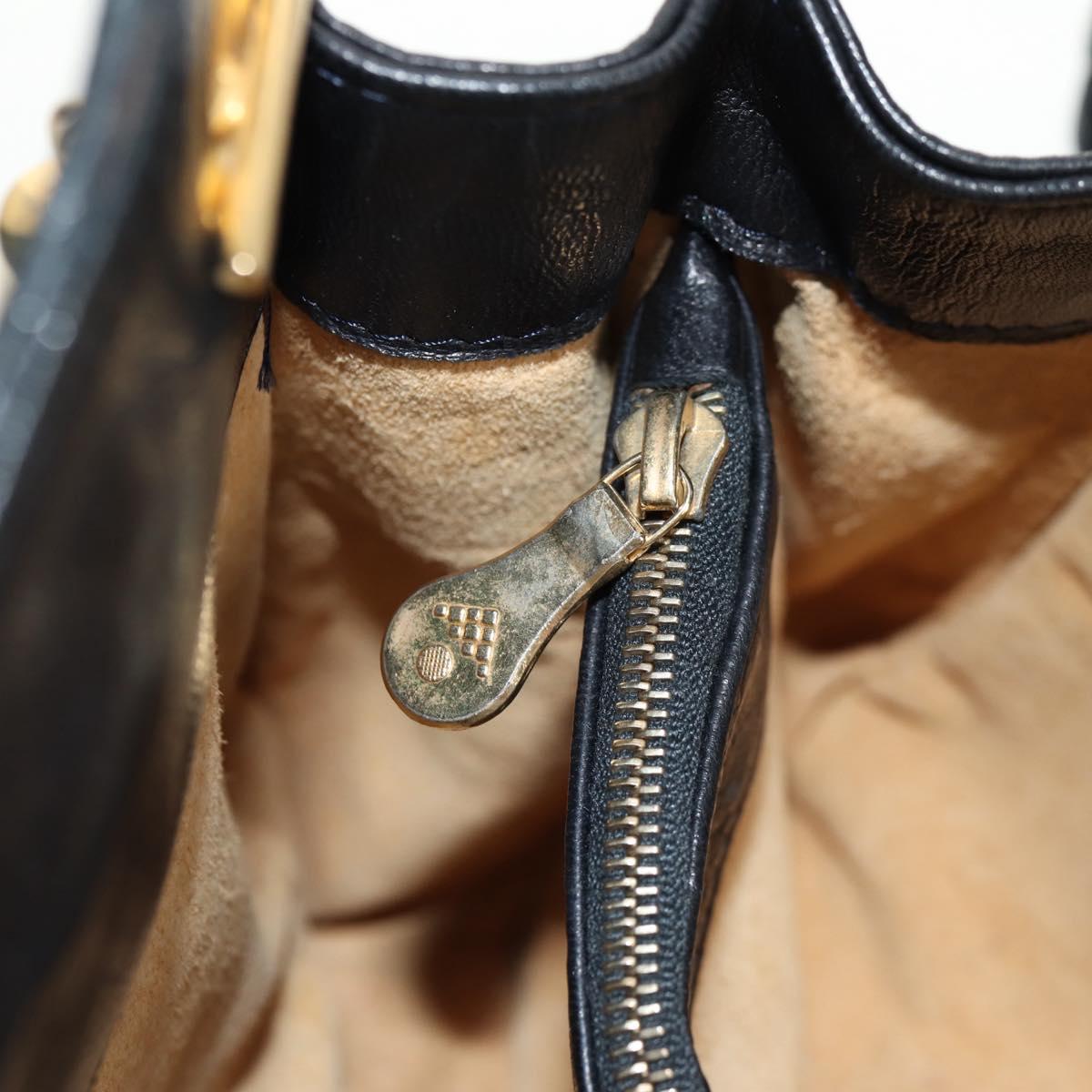 BOTTEGA VENETA INTRECCIATO Shoulder Bag Leather Black Gold Auth 156326V