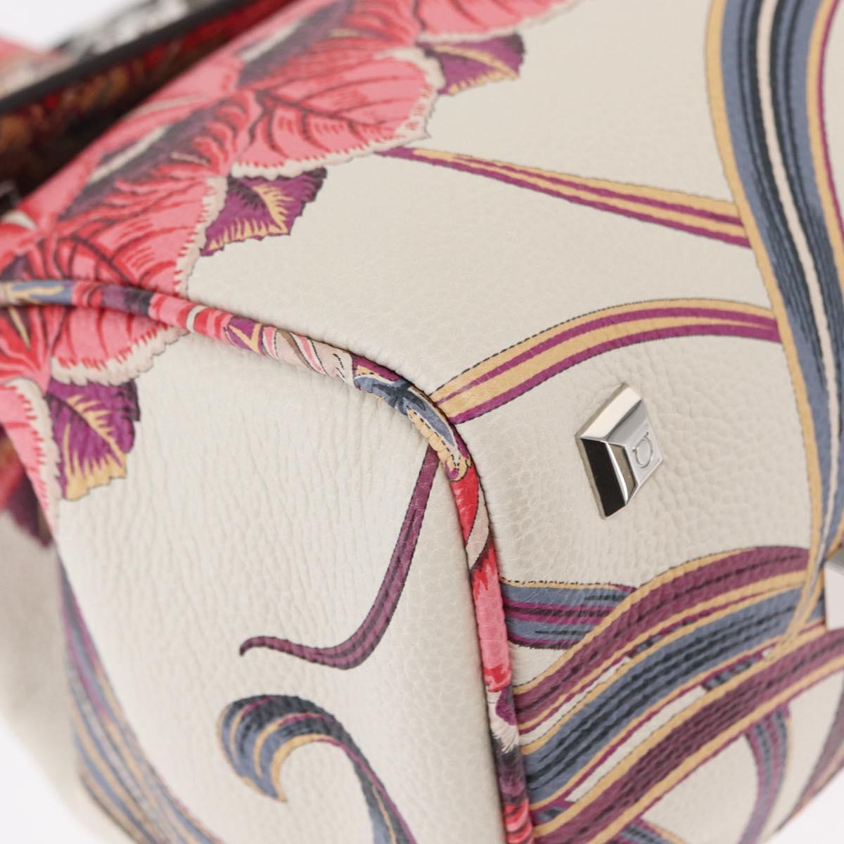 Salvatore Ferragamo Hand Bag Leather 2way Silver Pink Auth 156332SAM