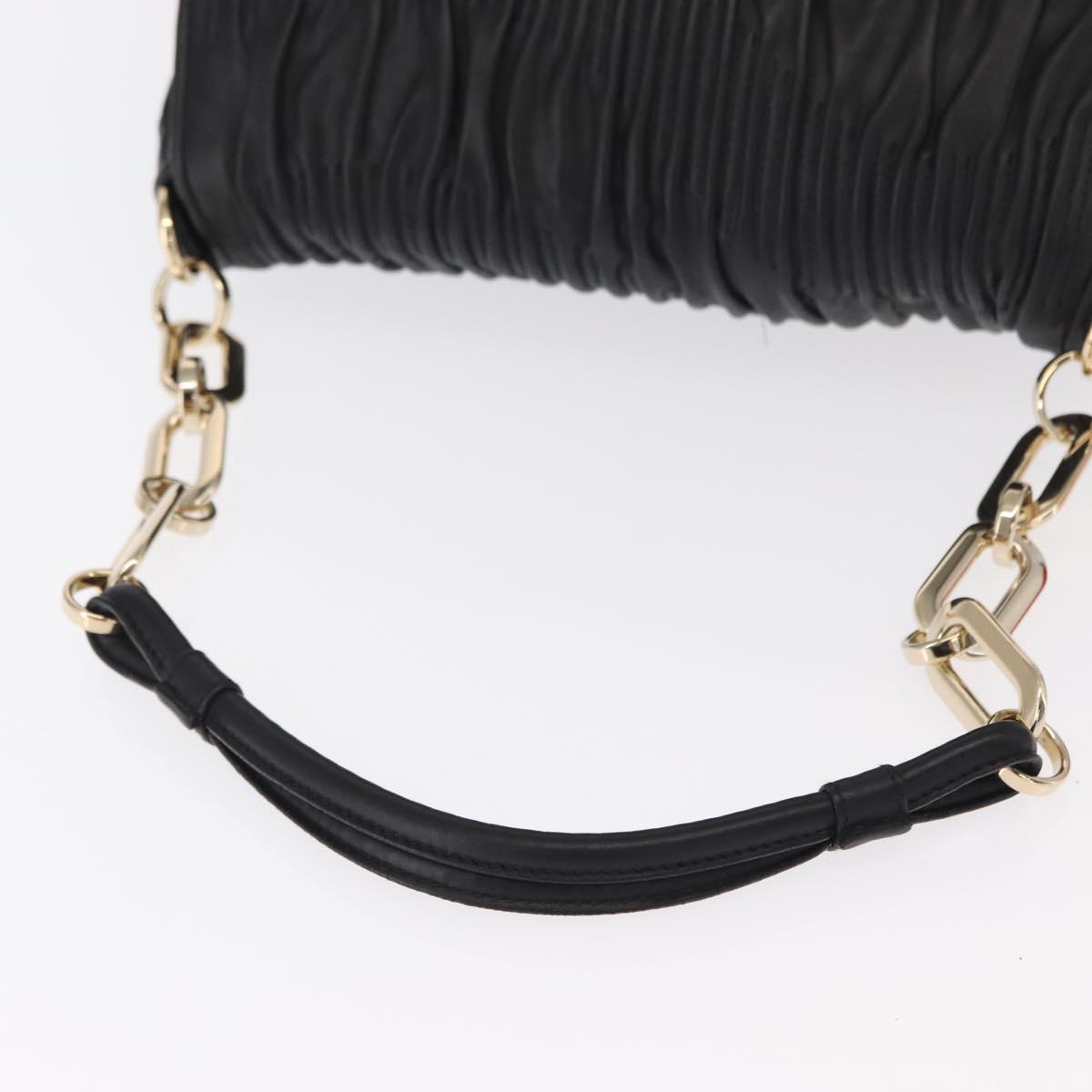 BALLY Chain Shoulder Bag Leather Black Gold Auth 156337