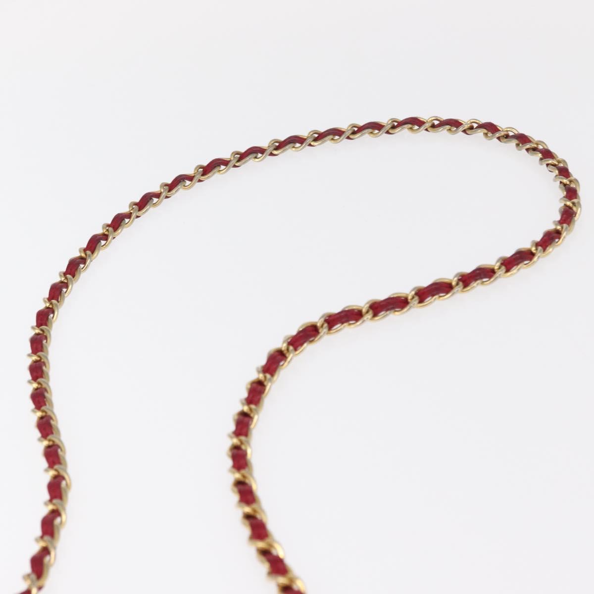 CHANEL Matelasse Chain Shoulder Bag Lamb Skin Red Gold CC Auth 156350