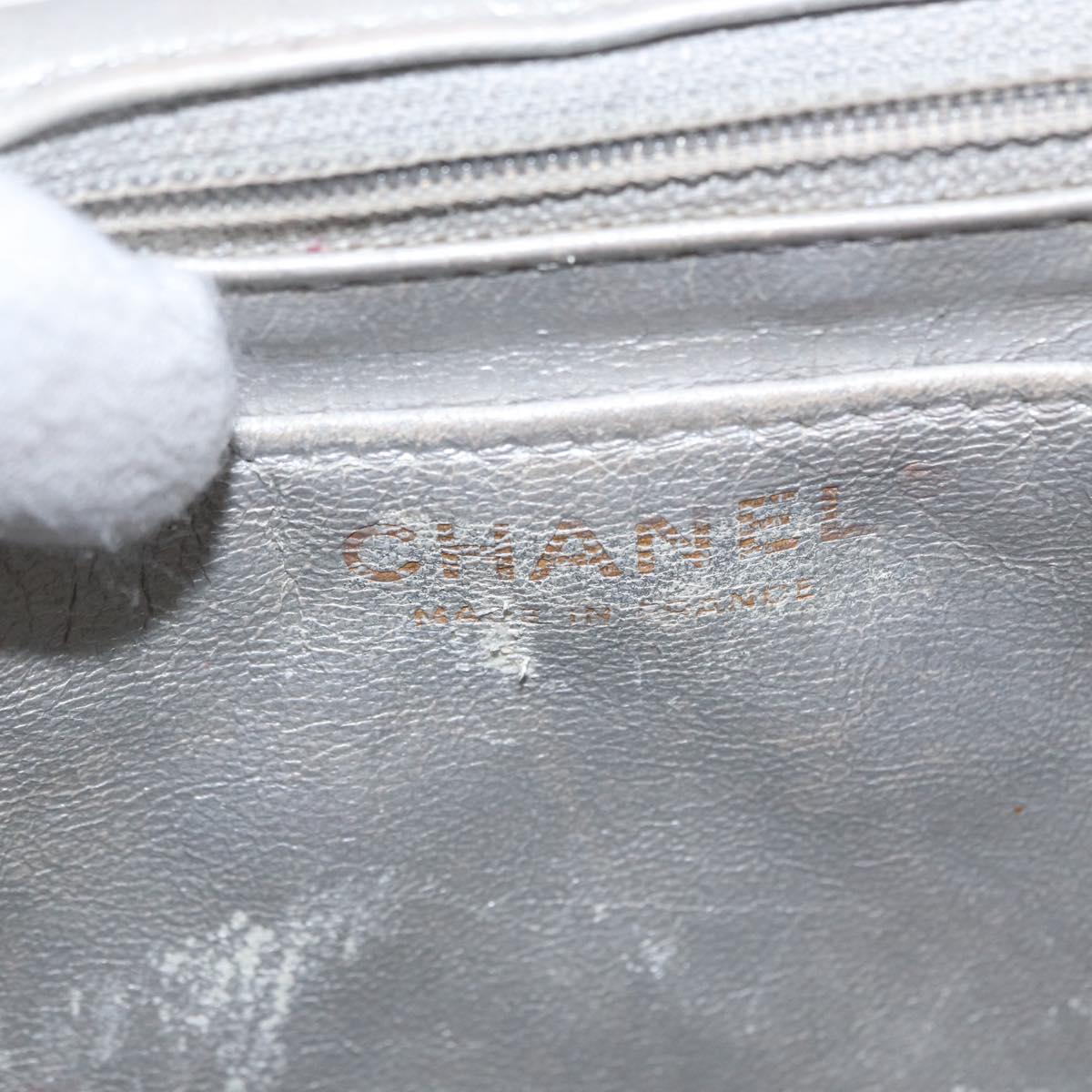 CHANEL Jumbo Matelasse Chain Shoulder Bag Lamb Skin Silver CC Auth 156351V