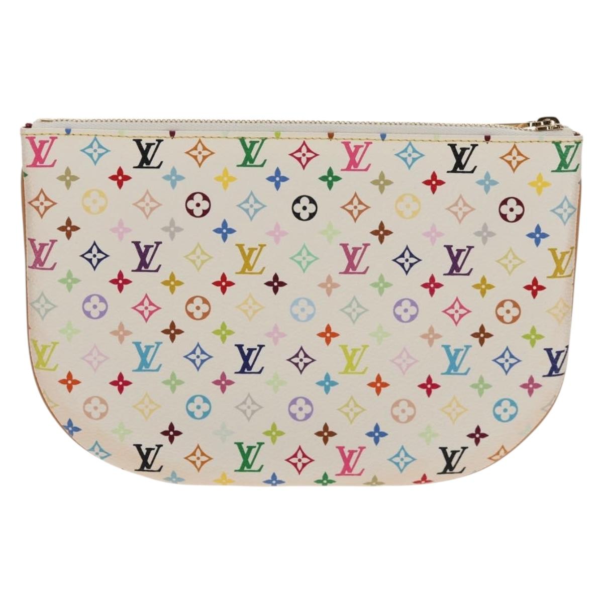 LOUIS VUITTON Monogram Multicolor Pochette GM Pouch White M60027 Auth 156352SV