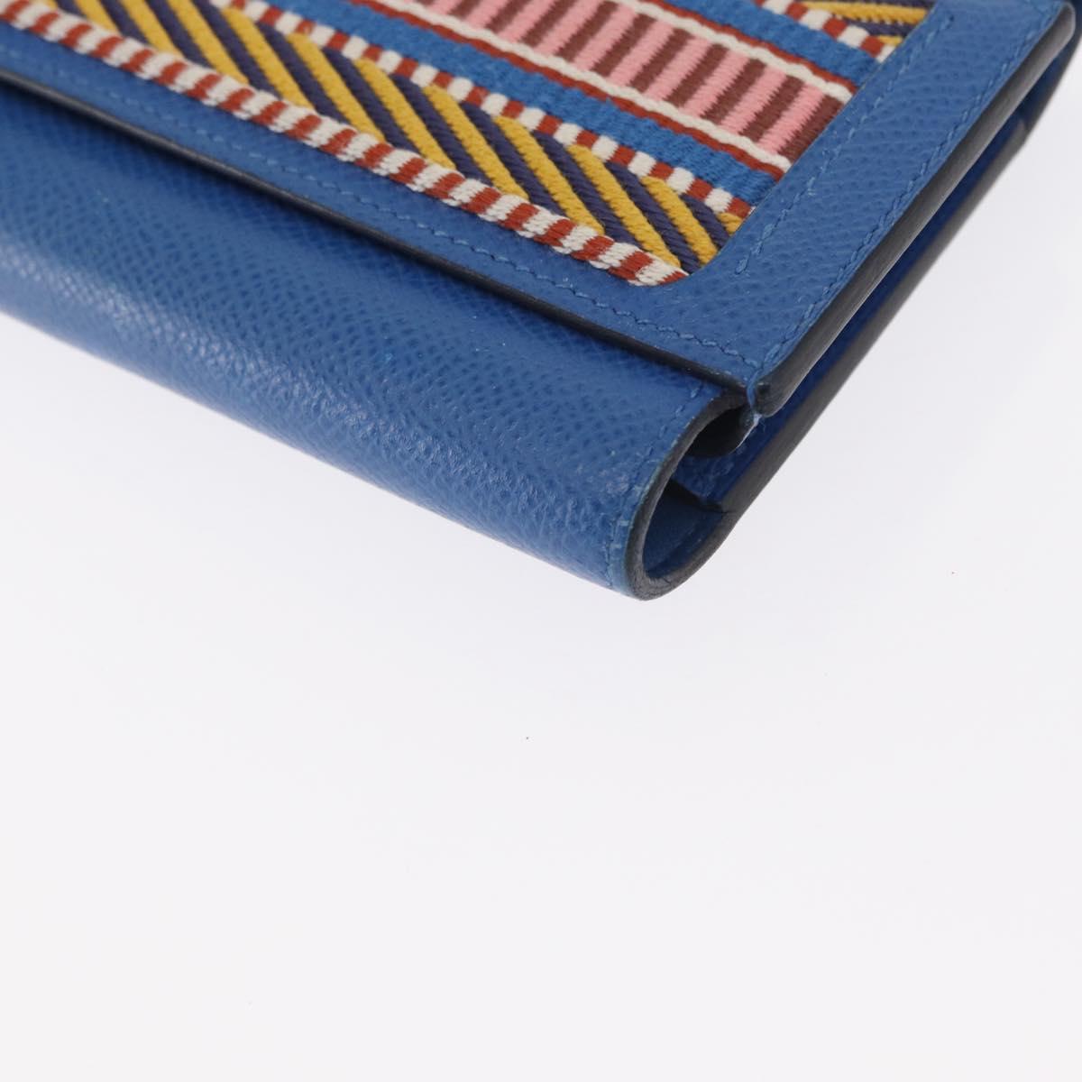 HERMES Passant Long Sangrecaval Long Wallet Leather Blue Auth 156370M