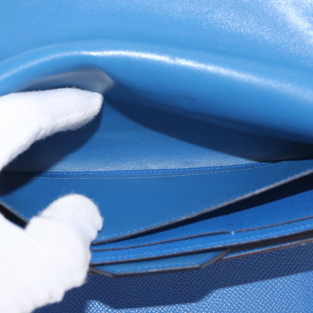 HERMES Passant Long Sangrecaval Long Wallet Leather Blue Auth 156370M