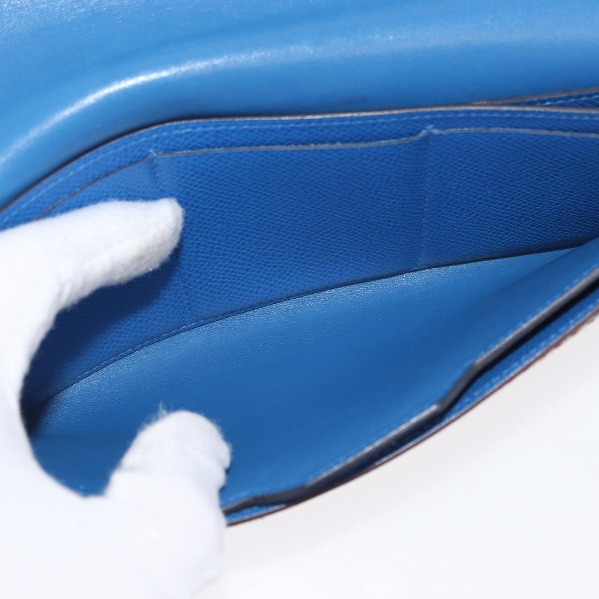 HERMES Passant Long Sangrecaval Long Wallet Leather Blue Auth 156370M