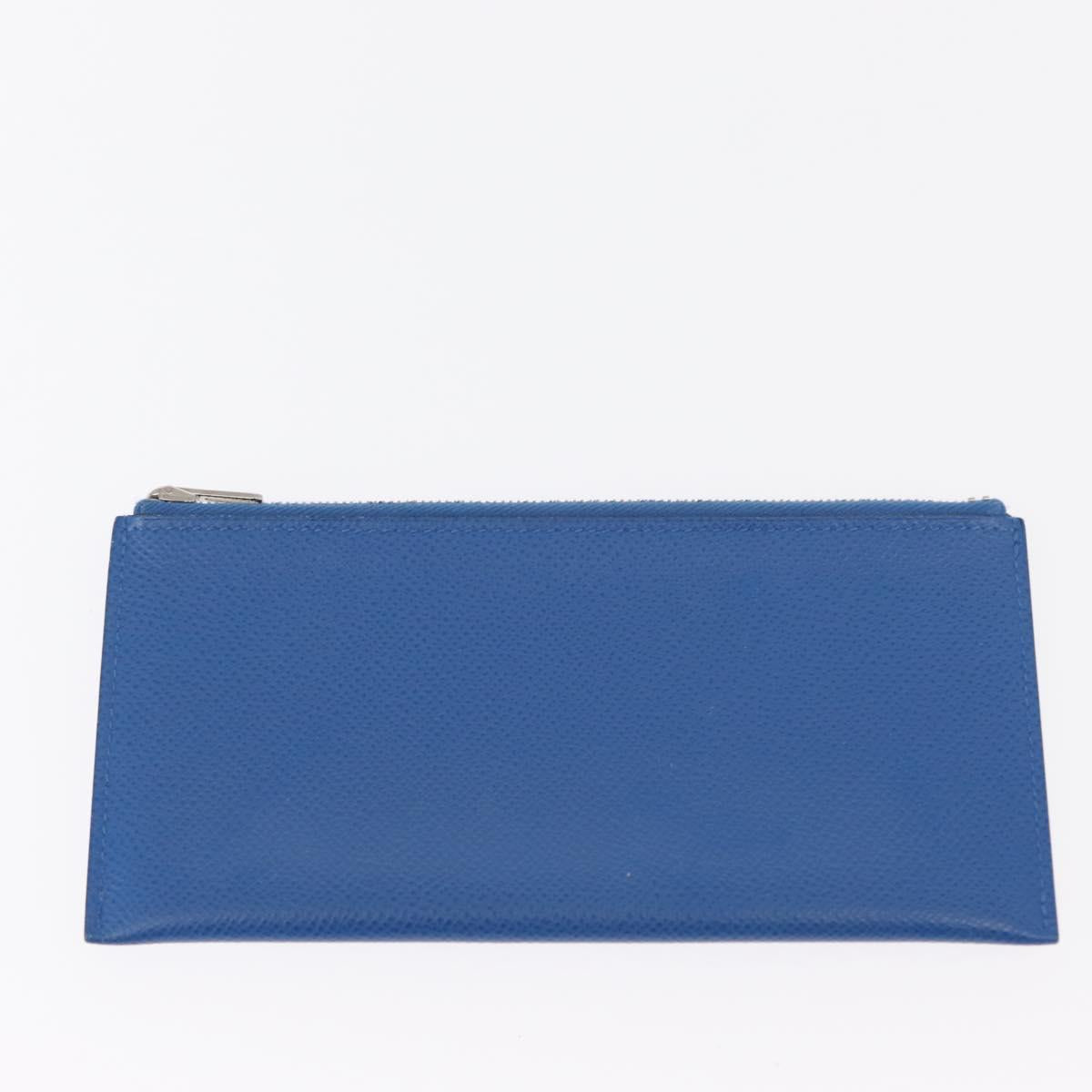 HERMES Passant Long Sangrecaval Long Wallet Leather Blue Auth 156370M