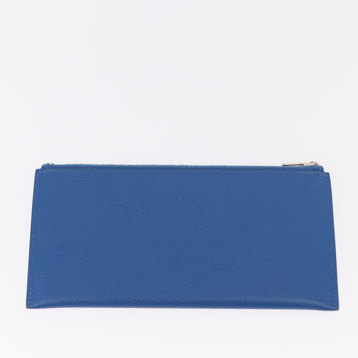 HERMES Passant Long Sangrecaval Long Wallet Leather Blue Auth 156370M