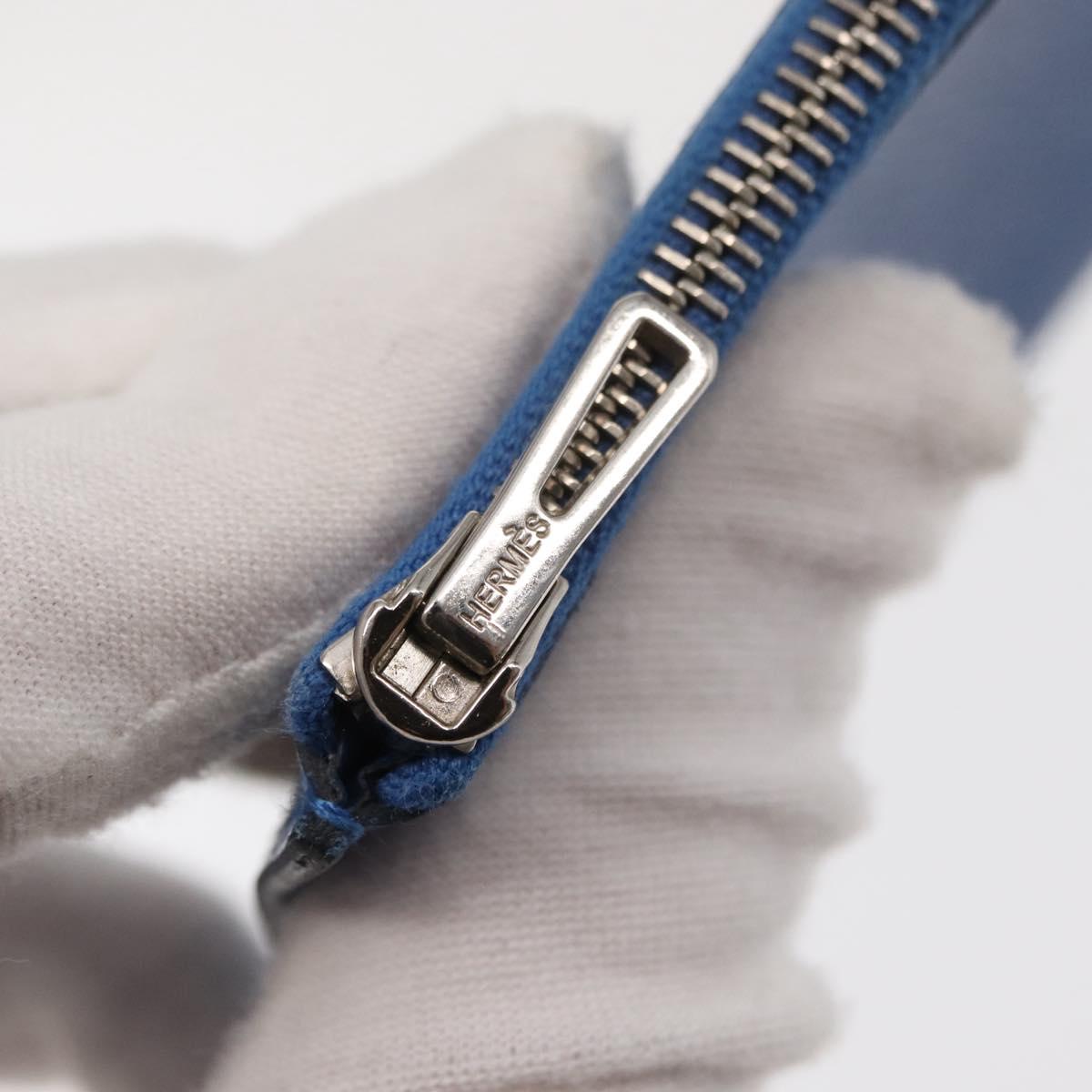 HERMES Passant Long Sangrecaval Long Wallet Leather Blue Auth 156370M