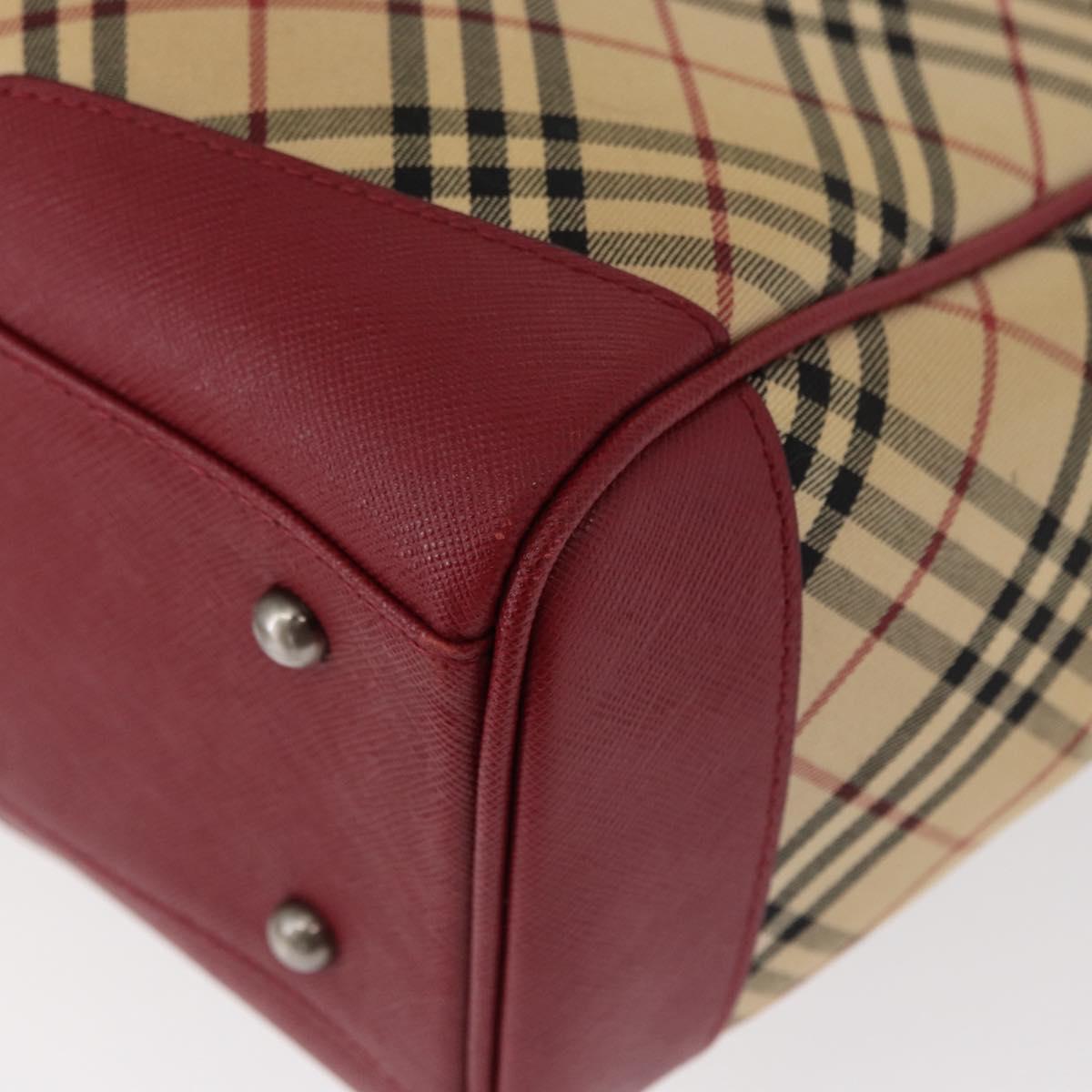 BURBERRY Nova Check Hand Bag Canvas Beige Auth 156373