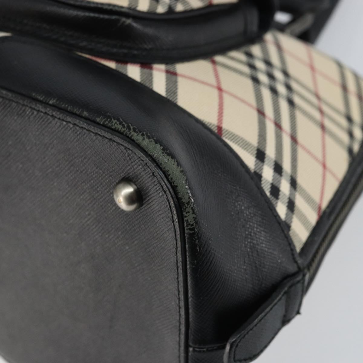 BURBERRY Nova Check Hand Bag Canvas Beige Silver Auth 156374