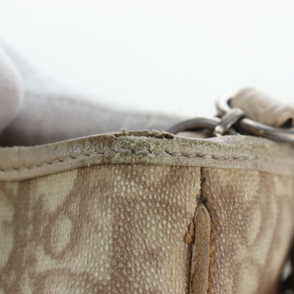 Christian Dior Trotter Canvas Romantic Hand Bag PVC Beige Silver Auth 156376