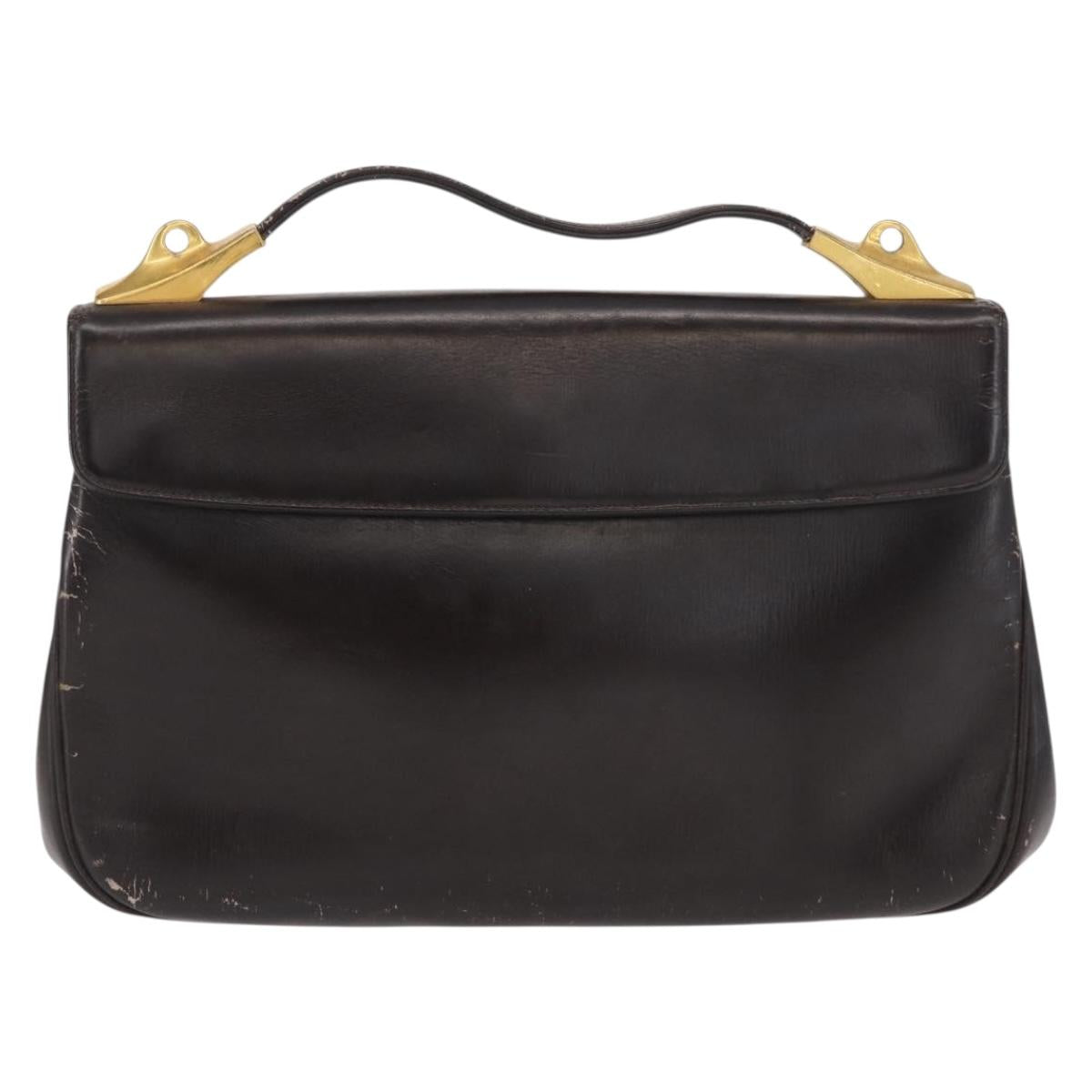 Christian Dior Trotter Canvas Hand Bag Leather Brown Gold Auth 156377
