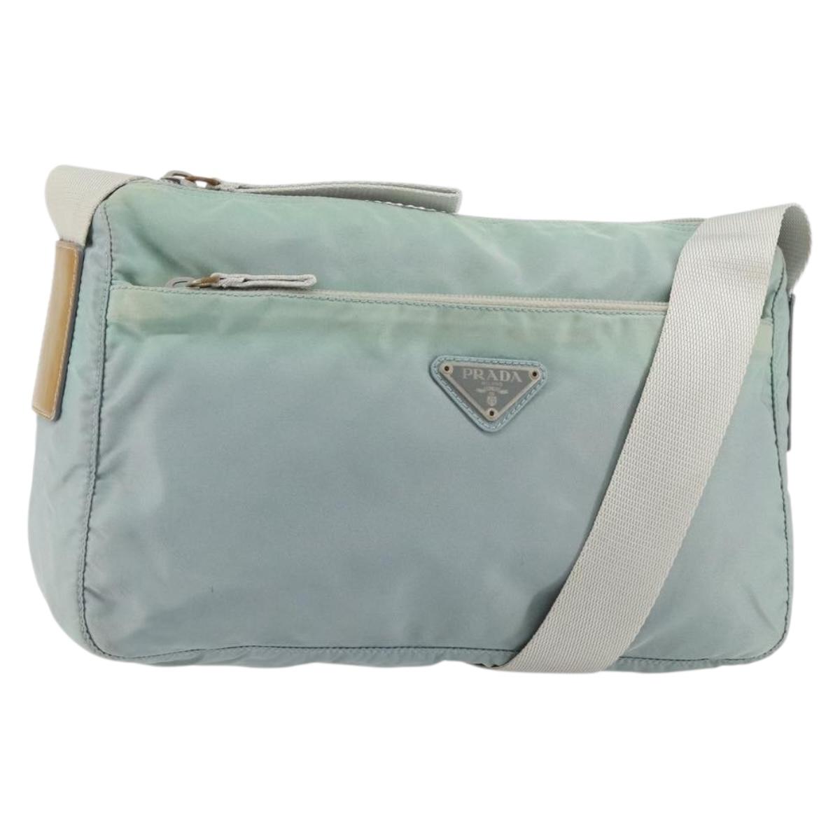 PRADA Shoulder Bag Nylon Green Silver Auth 156380
