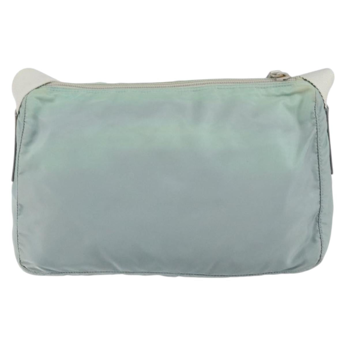 PRADA Shoulder Bag Nylon Green Silver Auth 156380
