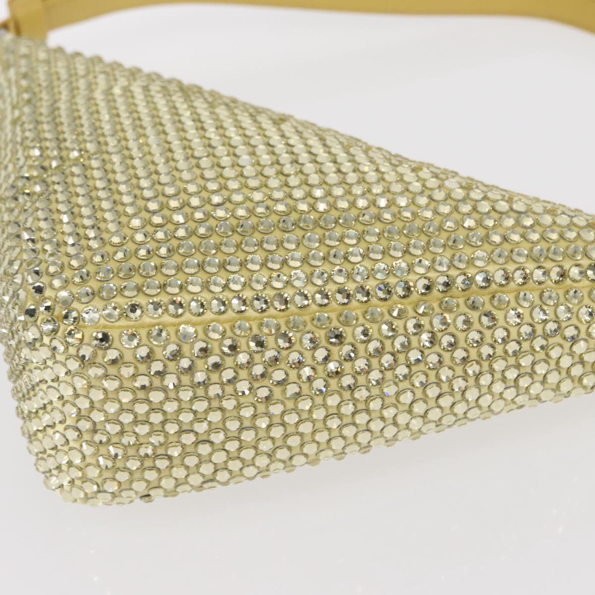 PRADA Shoulder Bag Satin Yellow Silver Auth 156383SM