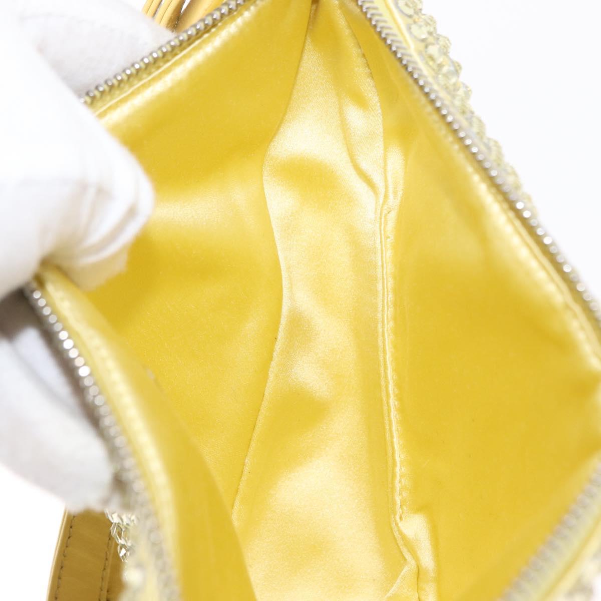 PRADA Shoulder Bag Satin Yellow Silver Auth 156383SM