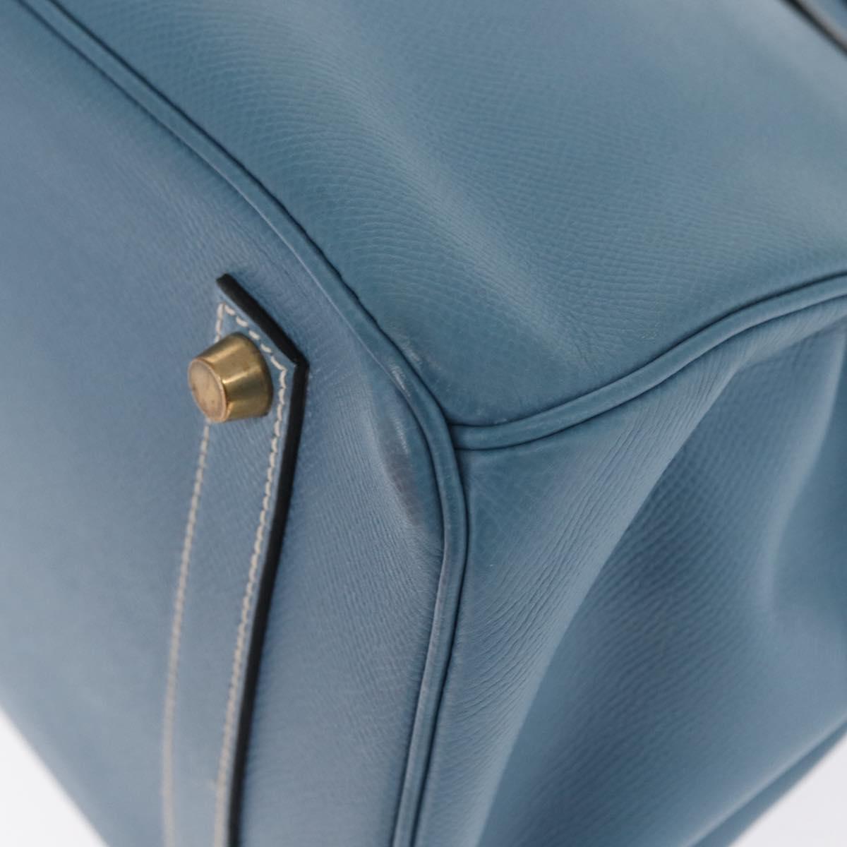 HERMES Birkin 35 Hand Bag Epsom Embossed Light Blue Gold Auth 156385SM