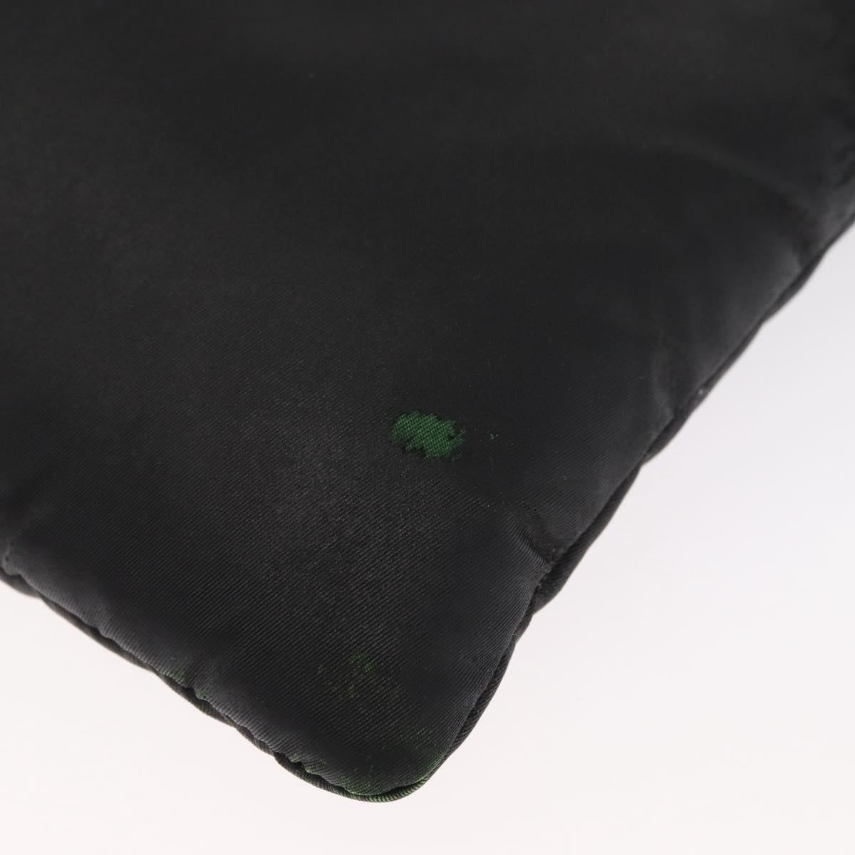 PRADA Chain Shoulder Bag Nylon Black Silver Auth 156386