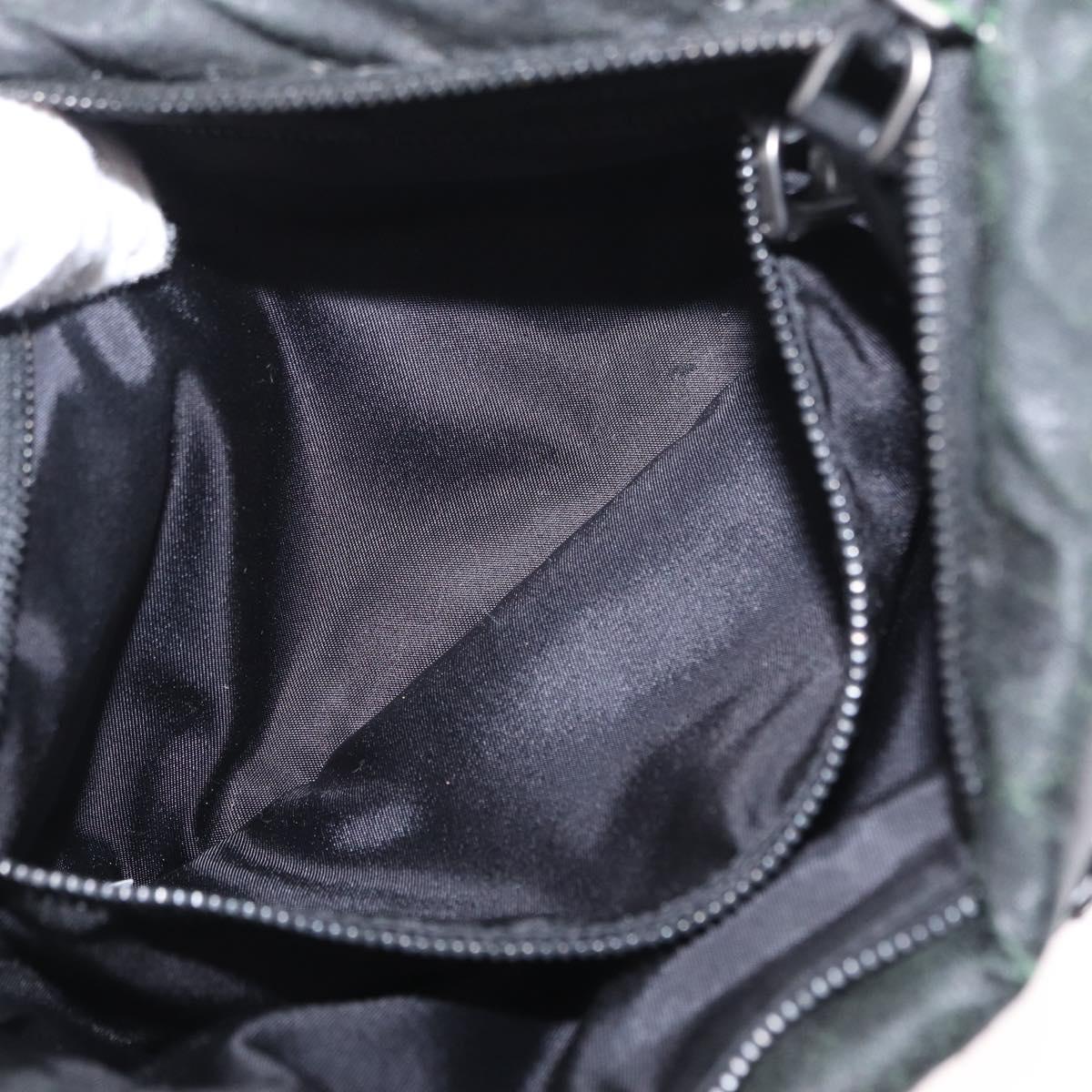 PRADA Chain Shoulder Bag Nylon Black Silver Auth 156386