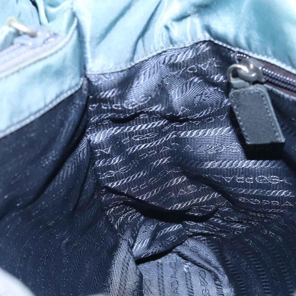 PRADA Hand Bag Nylon Blue Silver Auth 156387