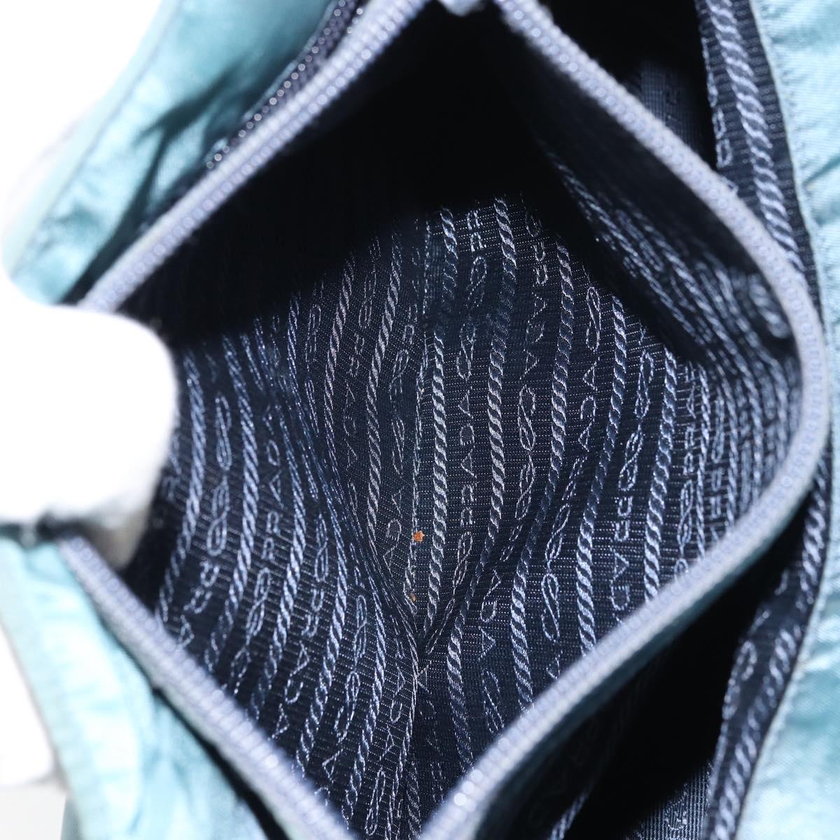 PRADA Hand Bag Nylon Blue Silver Auth 156387