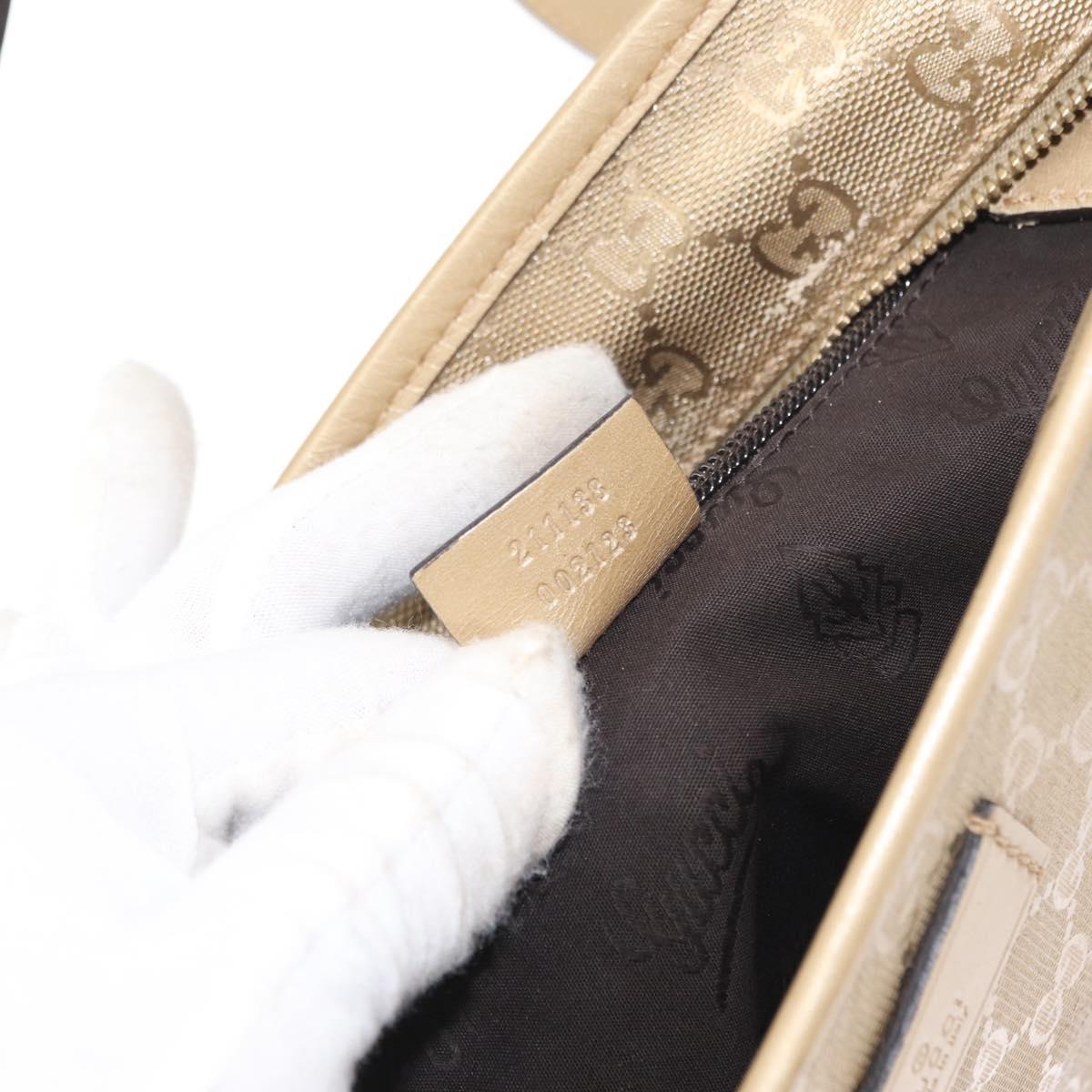 GUCCI GG implementation Tote Bag PVC Gold 211138 Auth 156414