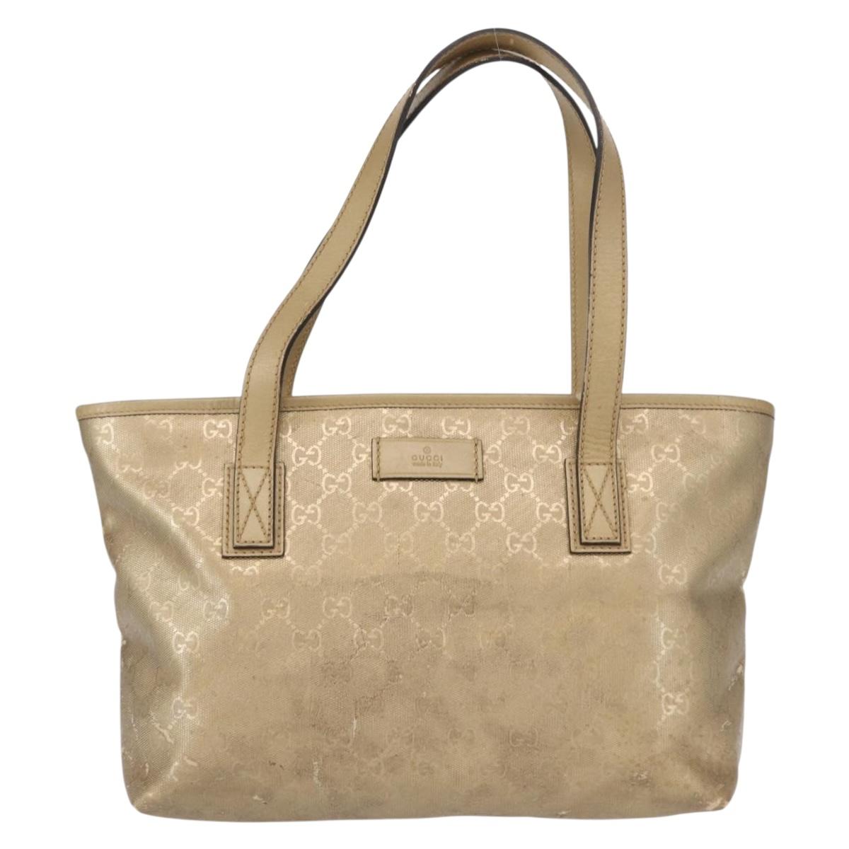 GUCCI GG implementation Tote Bag PVC Gold 211138 Auth 156414