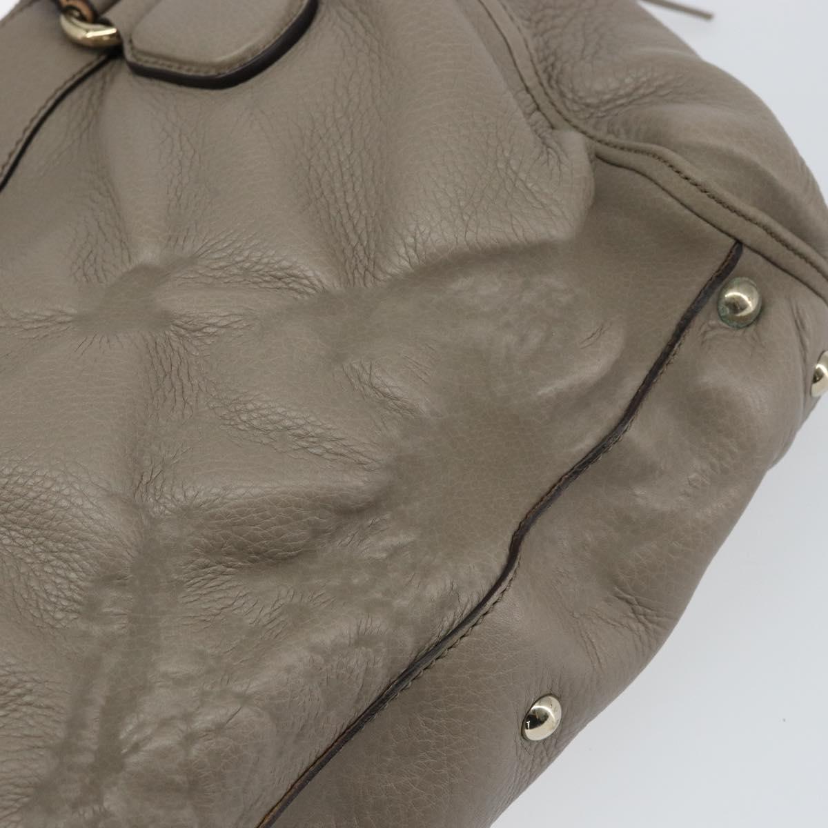 GUCCI Soho Hand Bag Leather Gray Gold 282307 Auth 156415