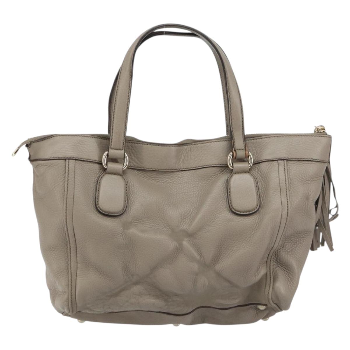 GUCCI Soho Hand Bag Leather Gray Gold 282307 Auth 156415