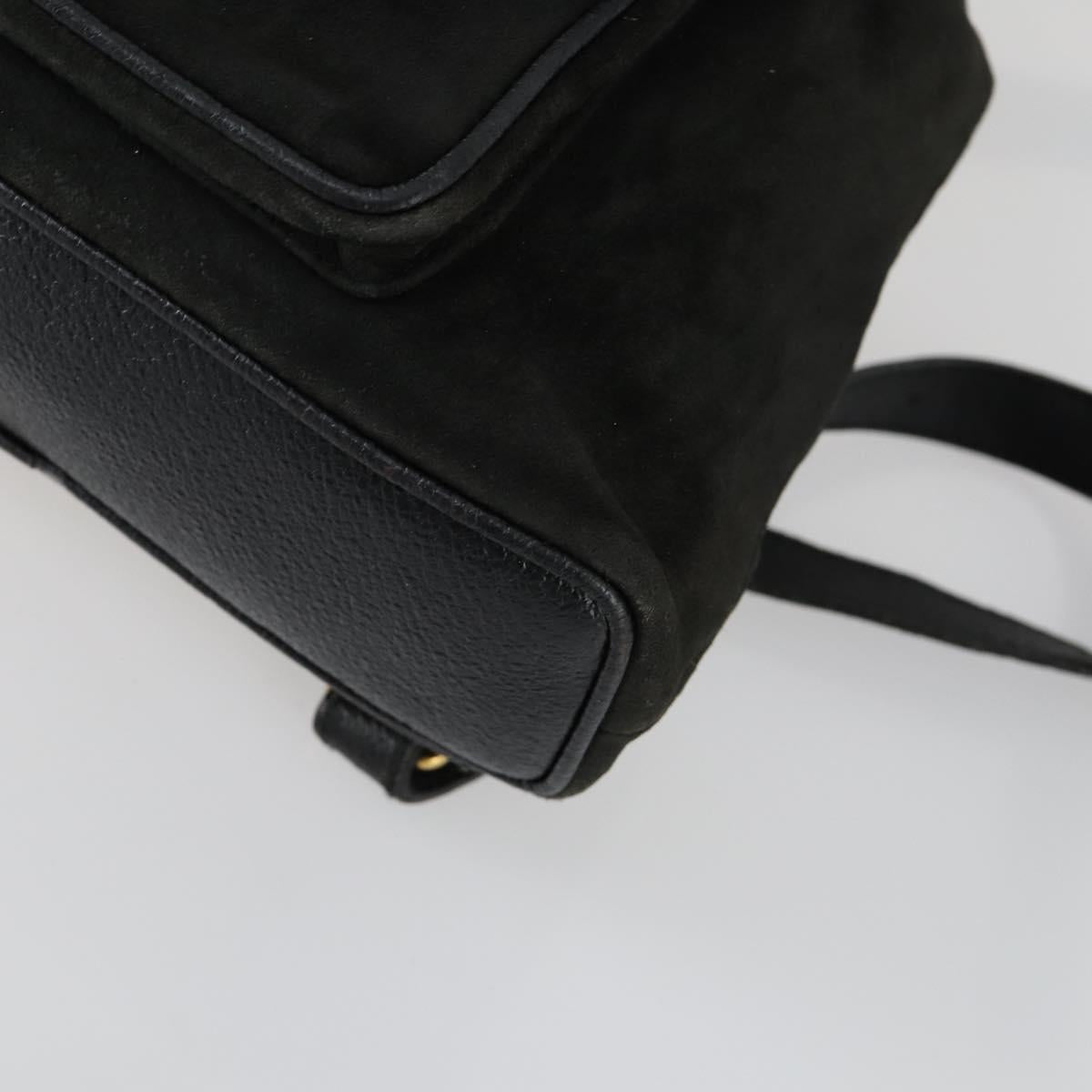 GUCCI Bamboo Backpack Leather Black Gold 003 2058 0030 Auth 156416