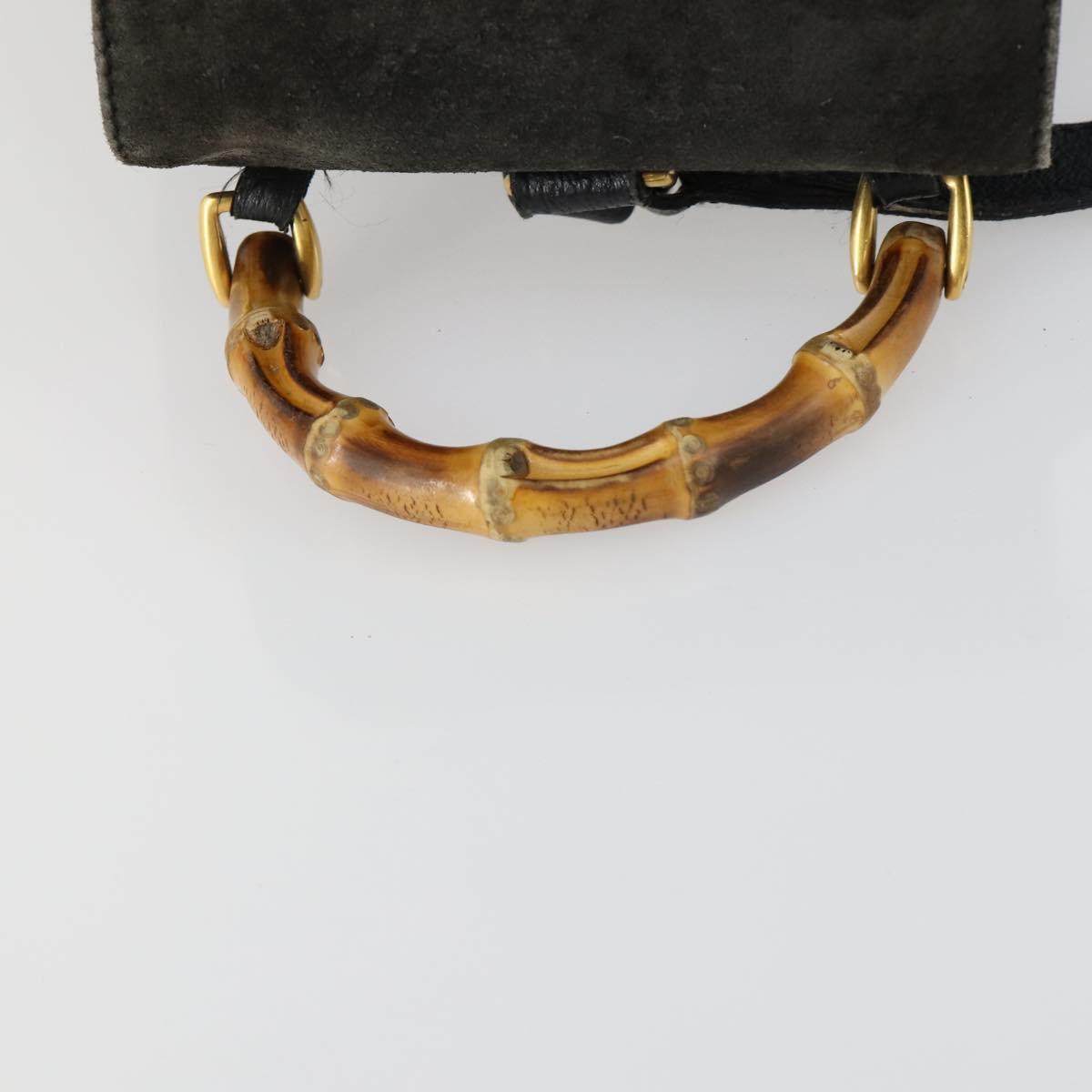 GUCCI Bamboo Backpack Leather Black Gold 003 2058 0030 Auth 156416