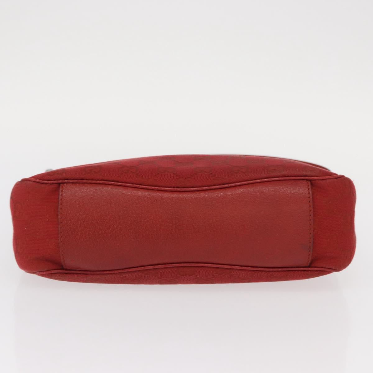 GUCCI GG Canvas Shoulder Bag Red Silver 113012 Auth 156421