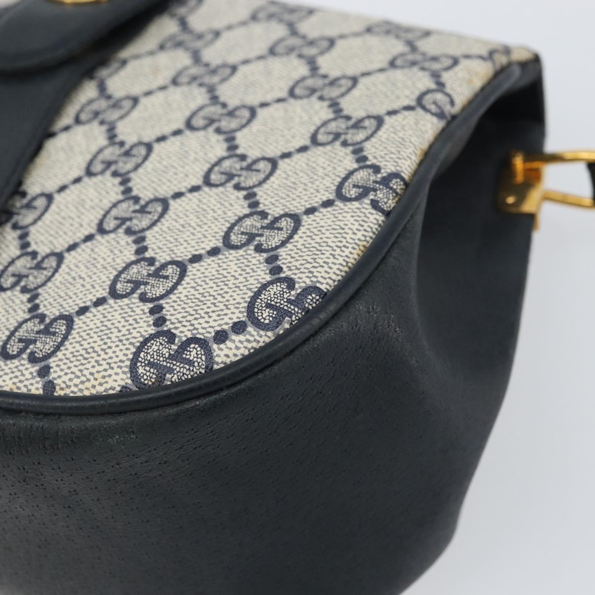 GUCCI GG Supreme Sherry Line Shoulder Bag PVC Navy Gold 10 02 024 Auth 156423