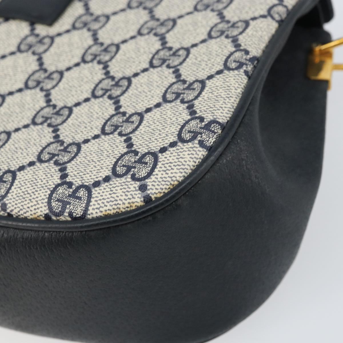 GUCCI GG Supreme Sherry Line Shoulder Bag PVC Navy Gold 10 02 024 Auth 156423
