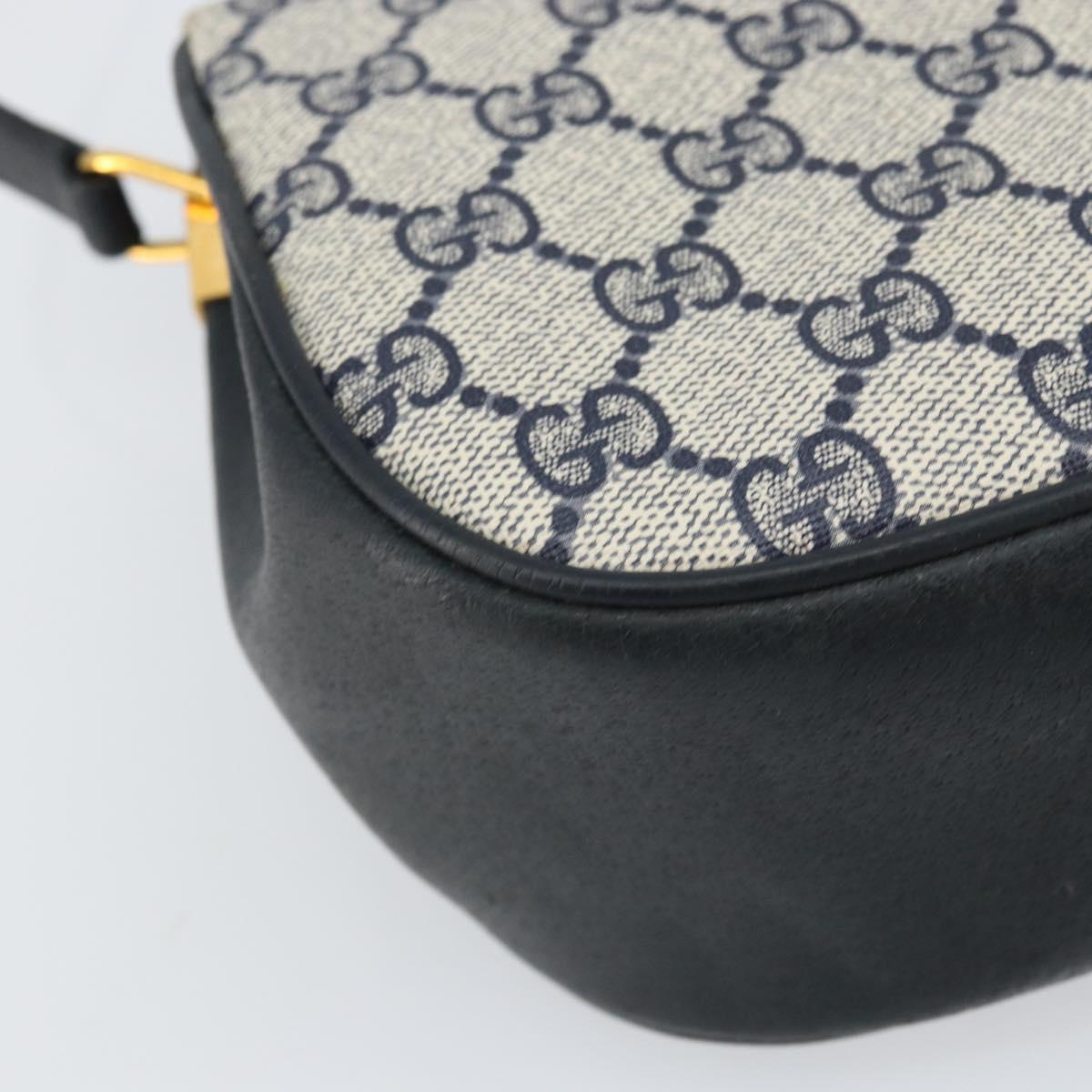 GUCCI GG Supreme Sherry Line Shoulder Bag PVC Navy Gold 10 02 024 Auth 156423