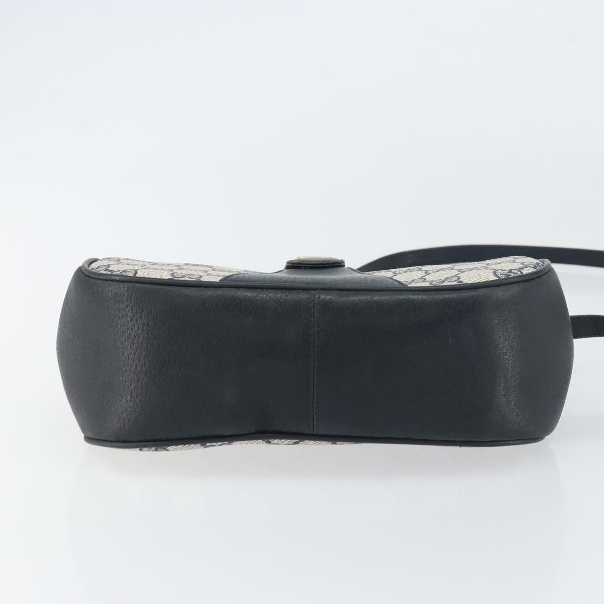 GUCCI GG Supreme Sherry Line Shoulder Bag PVC Navy Gold 10 02 024 Auth 156423