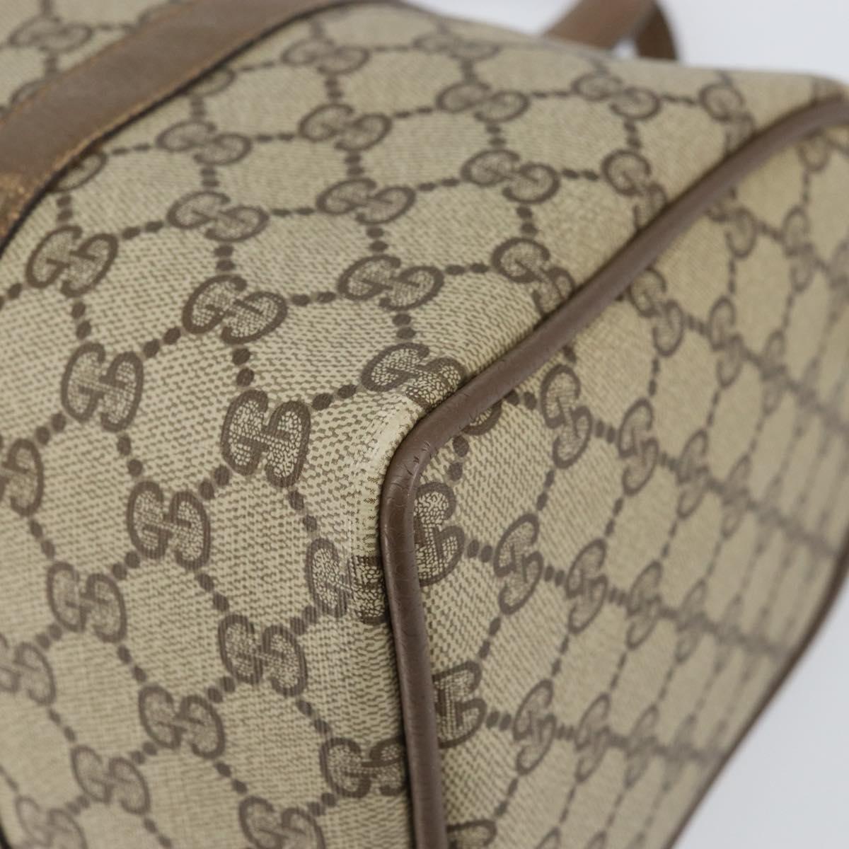 GUCCI GG Supreme Web Sherry Line Bag PVC Beige Gold 116 02 007 Auth 156427