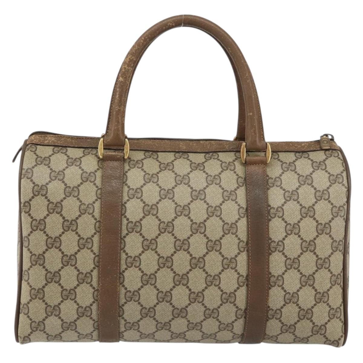 GUCCI GG Supreme Web Sherry Line Bag PVC Beige Gold 116 02 007 Auth 156427