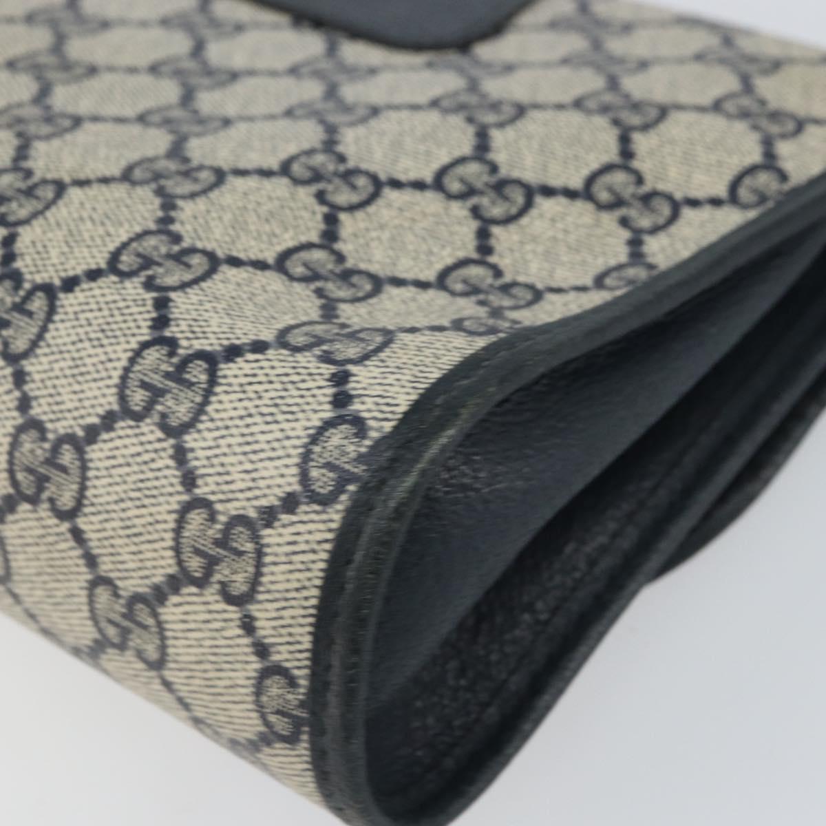 GUCCI GG Supreme Sherry Line Clutch Bag PVC Navy Gold 156 01 030 Auth 156429