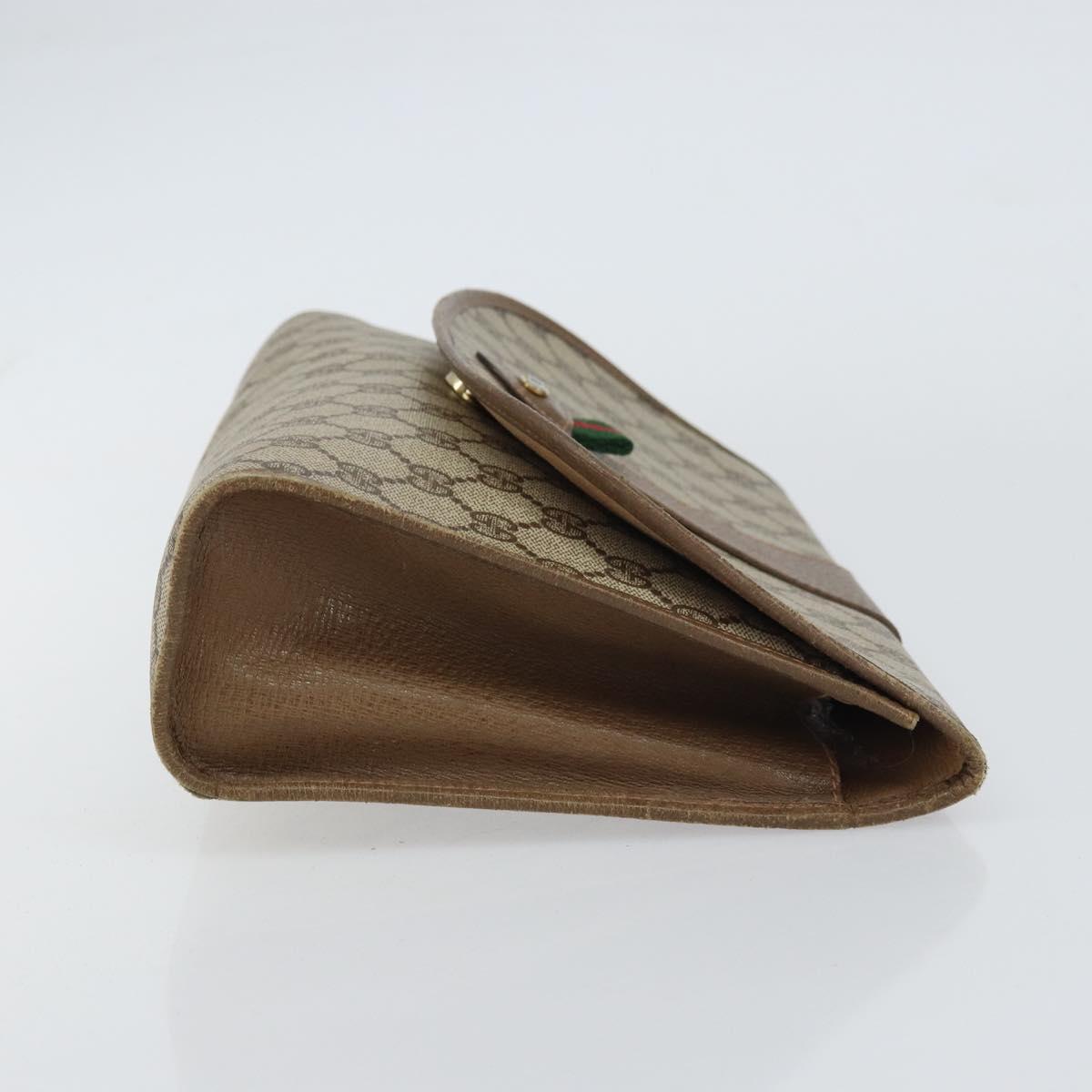 GUCCI GG Supreme Web Sherry Line Clutch Bag PVC Beige Gold 89 01 031 Auth 156430