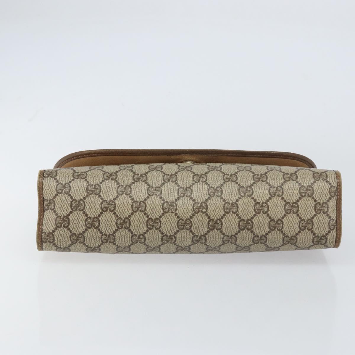 GUCCI GG Supreme Web Sherry Line Clutch Bag PVC Beige Gold 89 01 031 Auth 156430