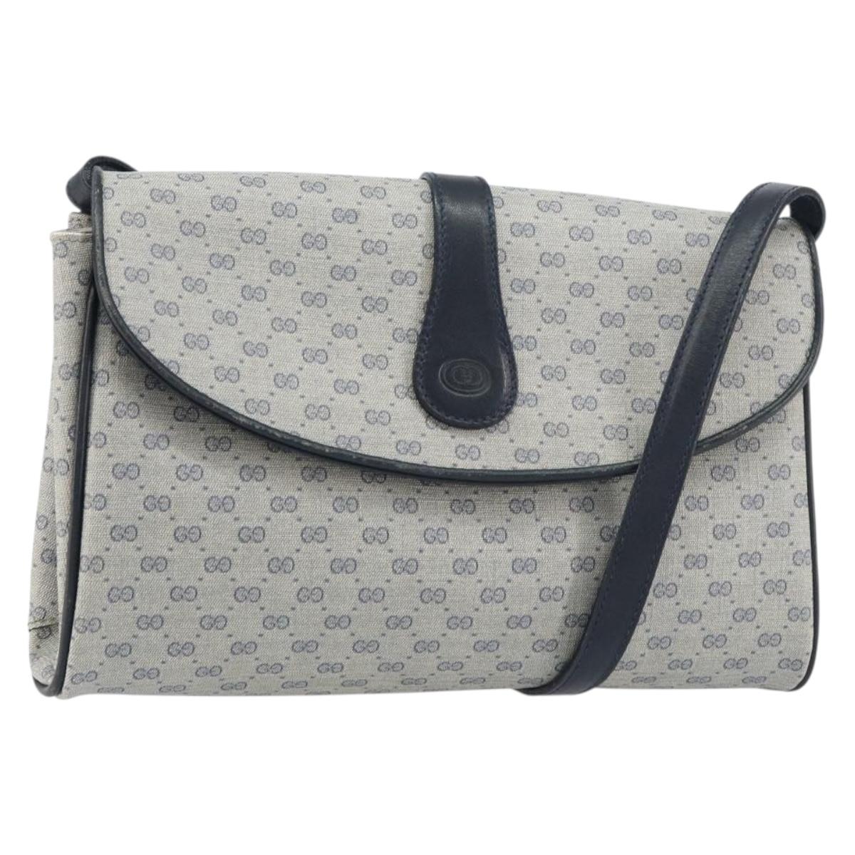 GUCCI Micro GG Supreme Shoulder Bag PVC Navy Gold 004 14 1923 Auth 156431