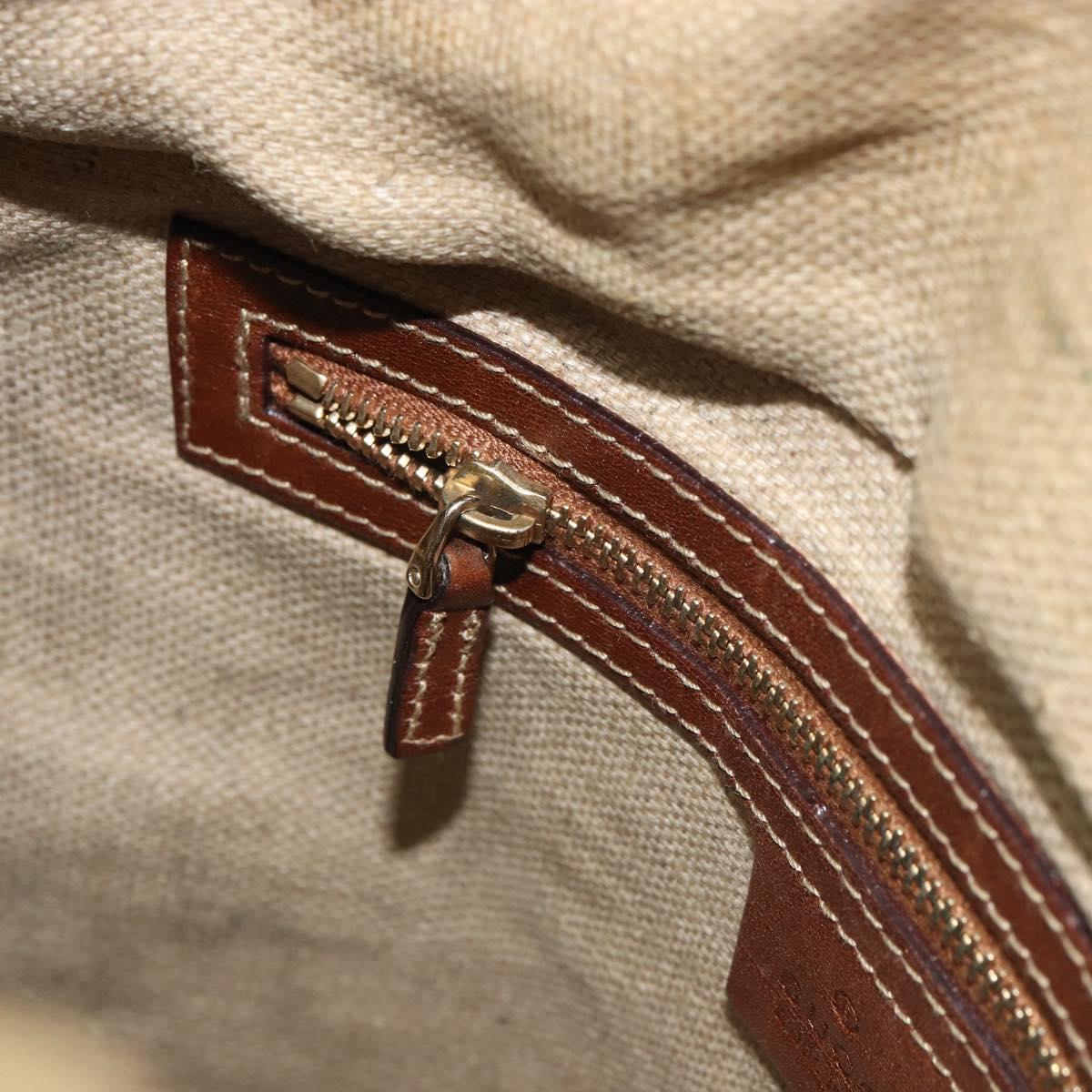 GUCCI Bamboo Shoulder Bag Canvas Beige Gold 141936 Auth 156435