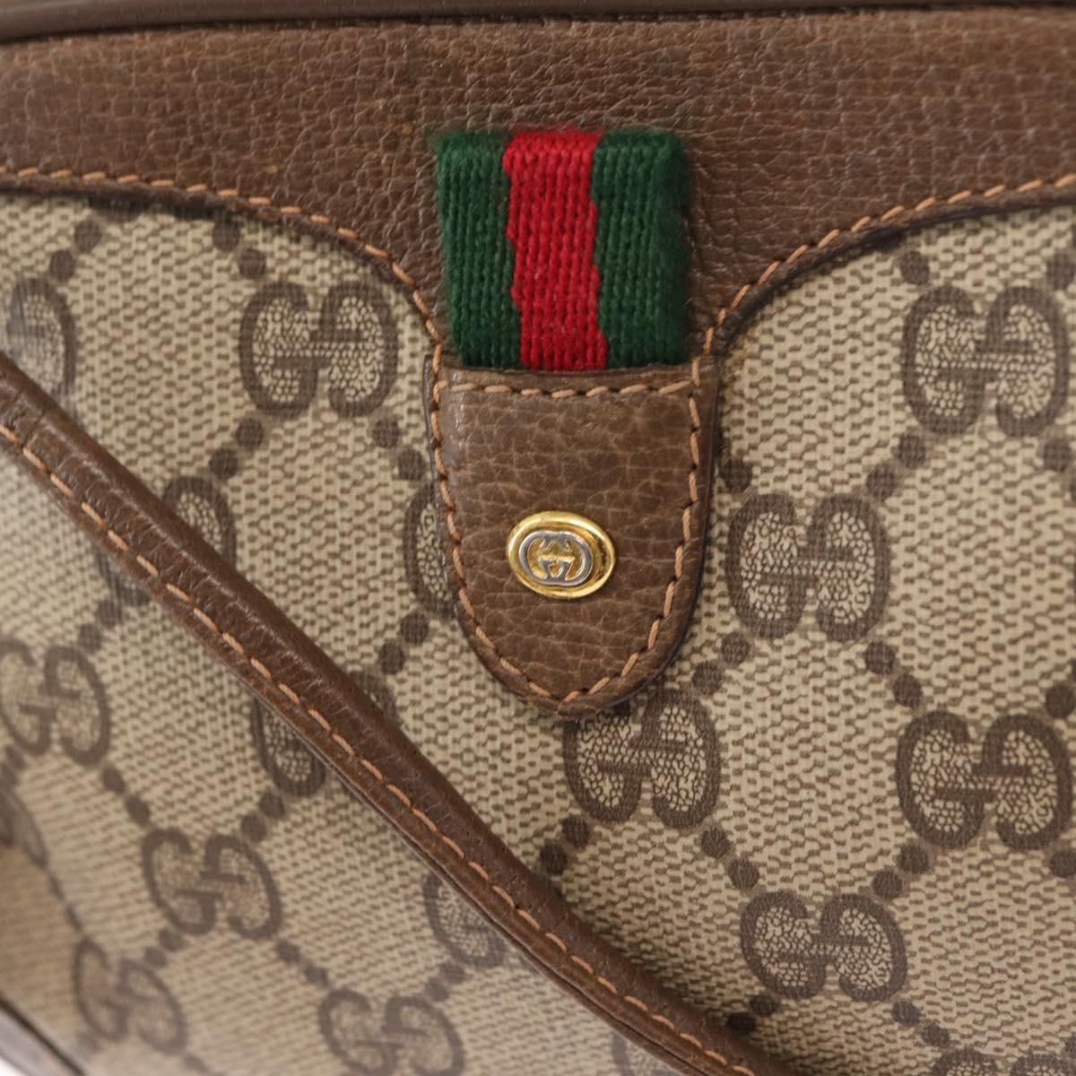 GUCCI GG Supreme Web Sherry Line Bag PVC Beige Gold 89 02 066 Auth 156436
