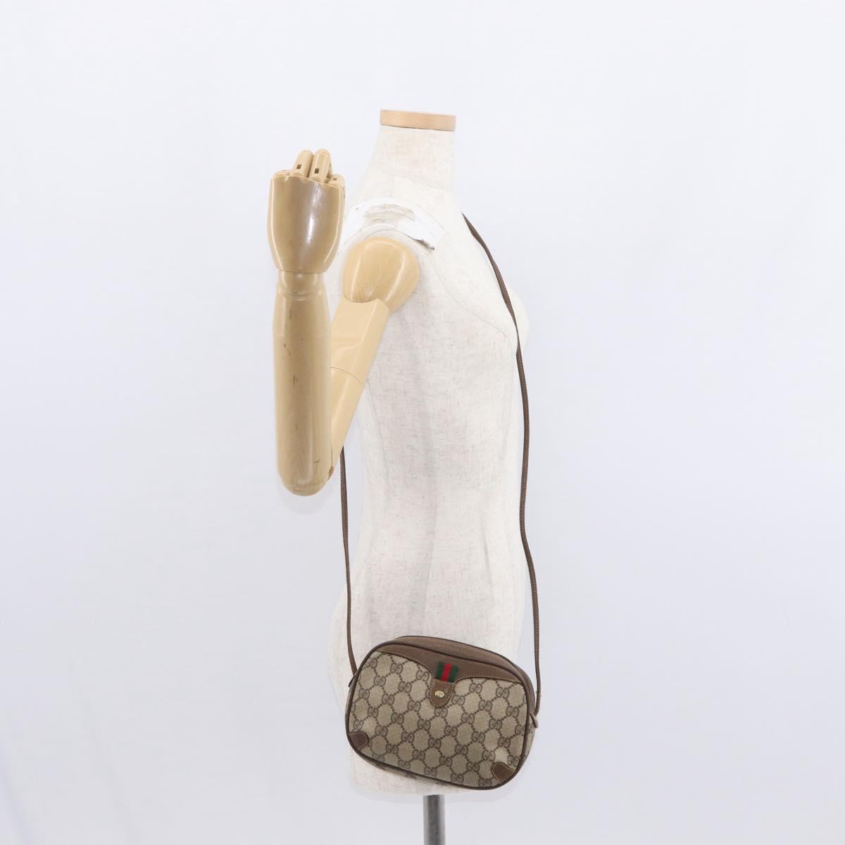 GUCCI GG Supreme Web Sherry Line Bag PVC Beige Gold 89 02 066 Auth 156436